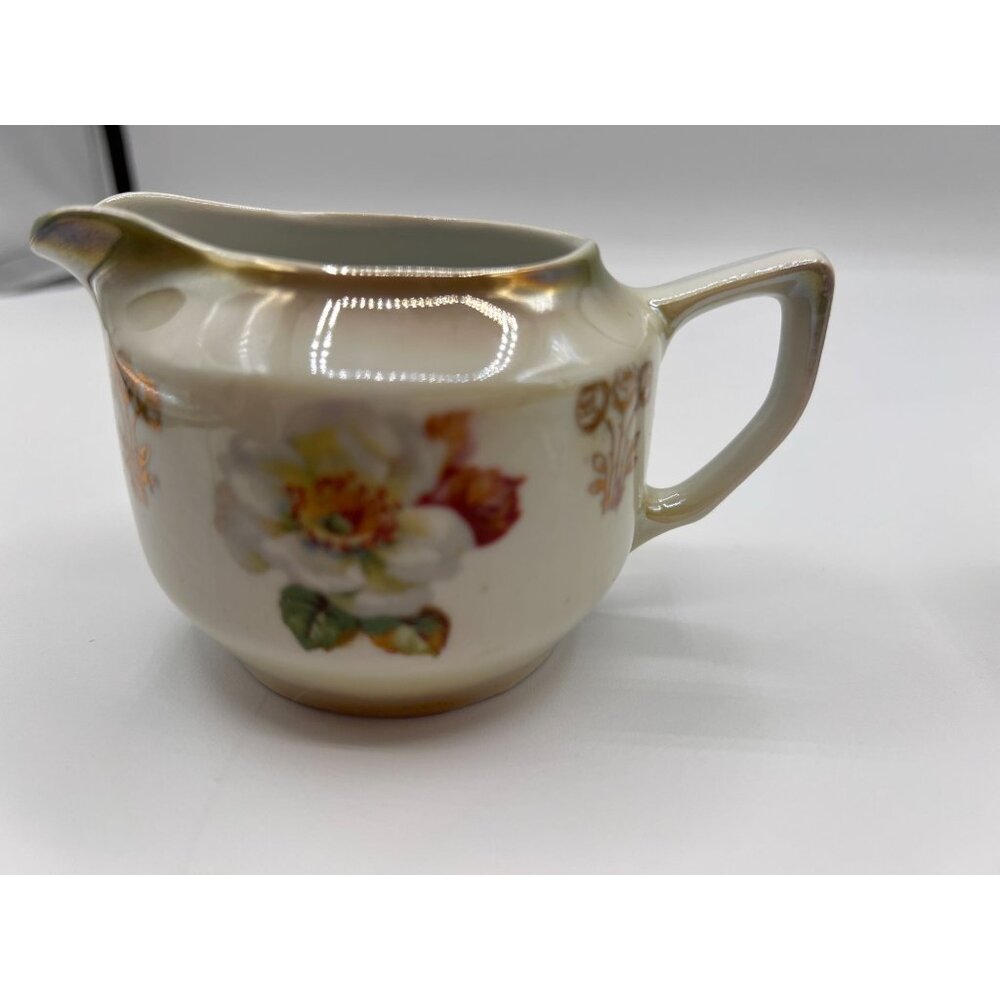 Vintage Floral Creamer & Sugar Bowl Set - Hand-Painted Porcelain - Germany - Picture 2 of 16
